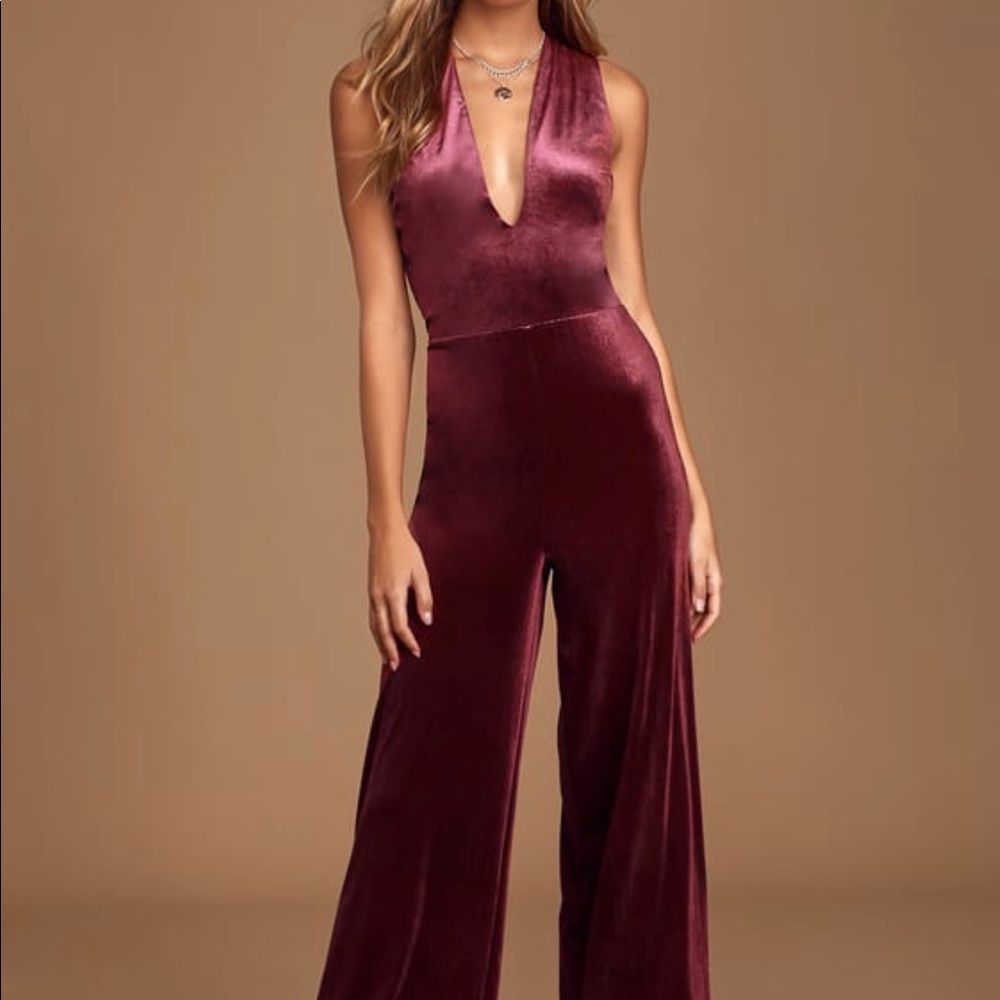 Lulu’s Best of Luxe Velvet Backless Jumpsuit